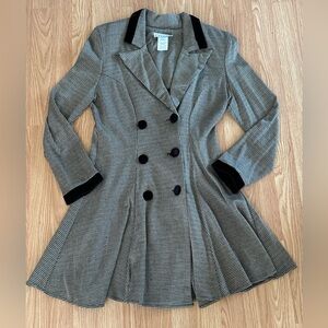 DBJ Houndstooth Blazer with Black Velvet Collar and Cuffs